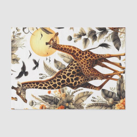 Giraffe Bloemen Waterverf Tissuepapier (Voorkant)