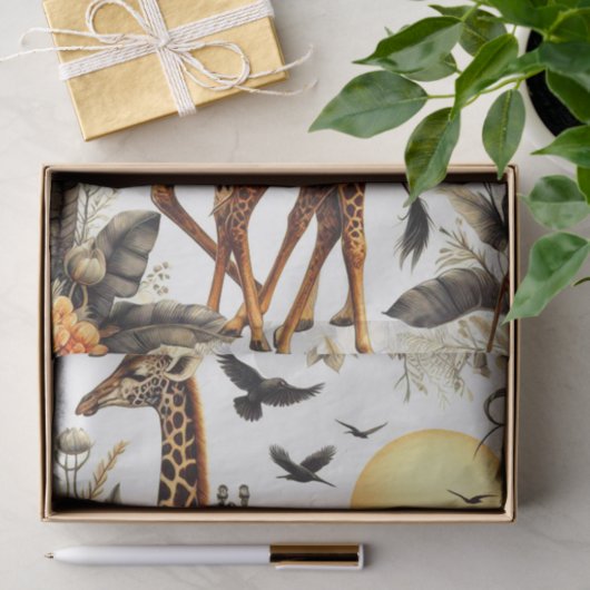 Giraffe Bloemen Waterverf Tissuepapier (Geschenk)