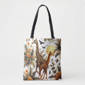 Giraffe Bloemen Waterverf Tote Bag (Voorkant)