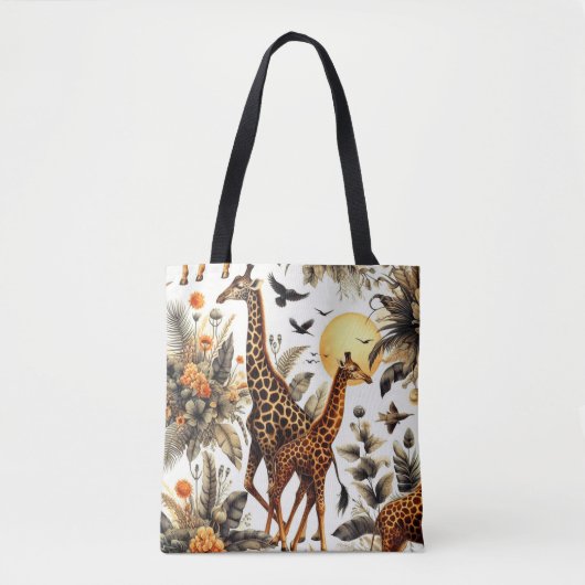  Giraffe Bloemen Waterverf Tote Bag (Voorkant)