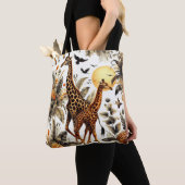  Giraffe Bloemen Waterverf Tote Bag (Dichtbij)