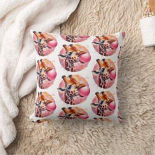 Giraffe Blowing Bubblegum Print Kussen