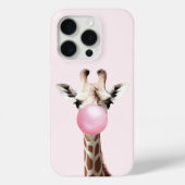 Giraffe Blowing Pink Bubble Gum Telefoon Case (Achterkant)