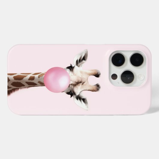 Giraffe Blowing Pink Bubble Gum Telefoon Case (Achterkant (horizontaal))