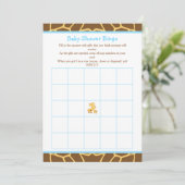 Giraffe Blue Boy Baby shower Bingo Kaart (Staand voorkant)