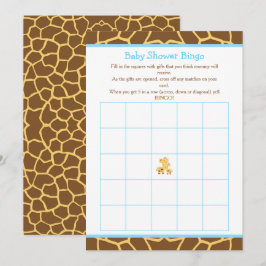 Giraffe Blue Boy Baby shower Bingo Kaart