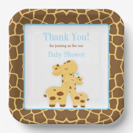 Giraffe Blue Boy Baby shower Papieren Bordje