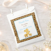 Giraffe Blue Boy Baby shower Party Bedankzakje (Geknipt)