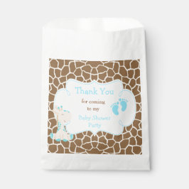 Giraffe Blue Boy Baby shower Party Bedankzakje