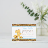 Giraffe Blue Boy Diaper Raffle Informatiekaartje (Staand voorkant)