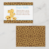 Giraffe Blue Boy Diaper Raffle Informatiekaartje (Voorkant / Achterkant)