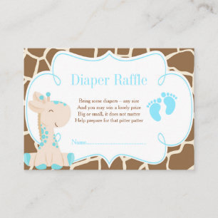 Giraffe Blue Boy Diaper Raffle Informatiekaartje