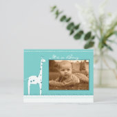 Giraffe Blue is een jongensaankondiging Aankondigingskaart (Staand voorkant)