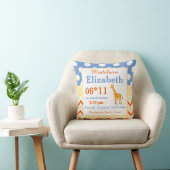 Giraffe Blue Yellow Baby Announcement Pillow Kussen (Stoel)