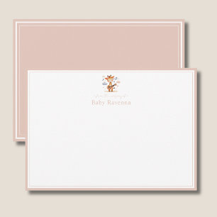 Giraffe Blush Beige Rand Kraamkamer Nieuwe Baby Notitiekaartje