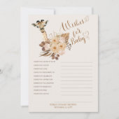 Giraffe Boho Grasses Baby shower wenst Baby Kaart (Voorkant)