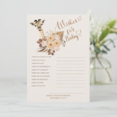 Giraffe Boho Grasses Baby shower wenst Baby Kaart (Staand voorkant)