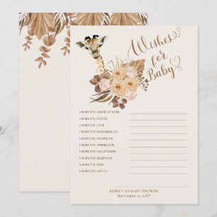 Giraffe Boho Grasses Baby shower wenst Baby Kaart