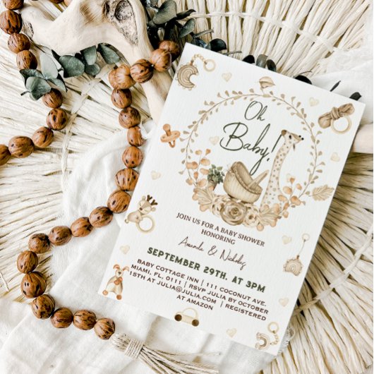 Giraffe Boho Kraam Baby Borrel Kaart