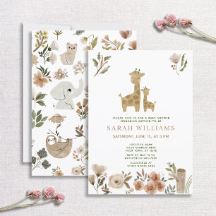 Giraffe Boho Safari Dieren Baby Shower Kaart