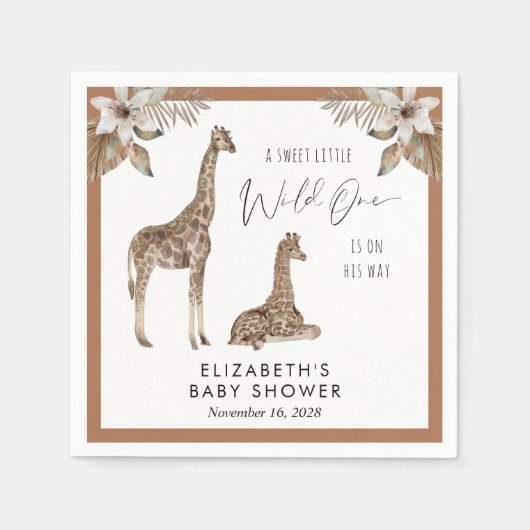 Giraffe Boho Waterverf Baby shower Servet (Voorkant)