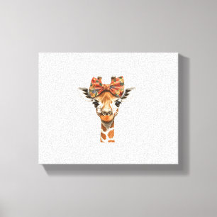 Giraffe Boho Wilde Bloem Coquette Strik Moeder Moe Canvas Afdruk