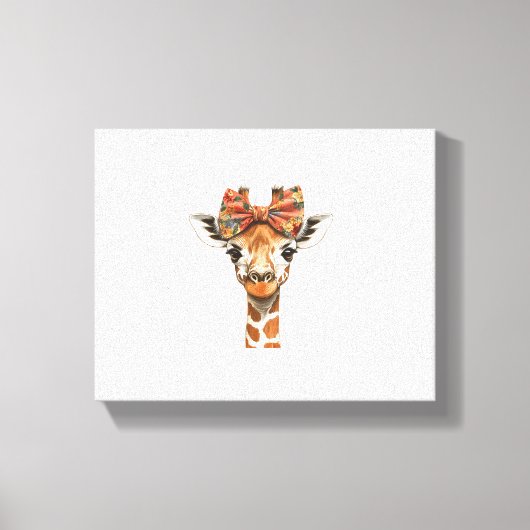 Giraffe Boho Wilde Bloem Coquette Strik Moeder Moe Canvas Afdruk (Voorkant)