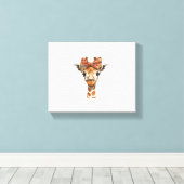 Giraffe Boho Wilde Bloem Coquette Strik Moeder Moe Canvas Afdruk (Insitu (Houten vloer))