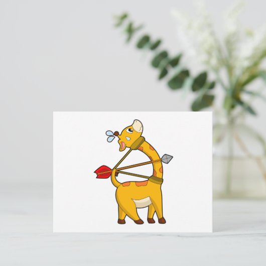Giraffe Boogschutter Pijl Boog Briefkaart (Staand voorkant)