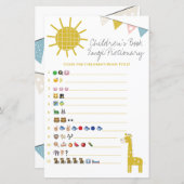 Giraffe Book Emoji Pictionary Baby shower Game (Voorkant / Achterkant)