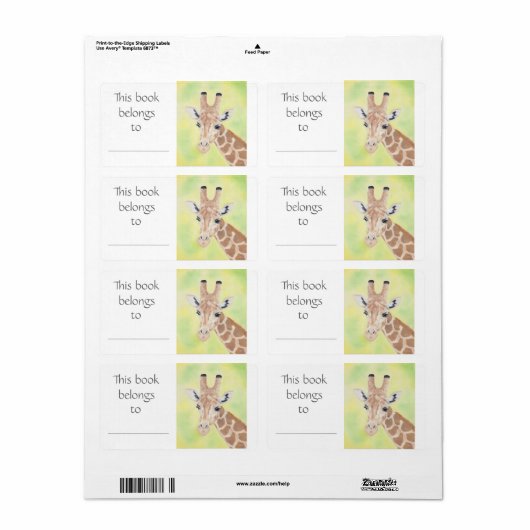 Giraffe book label (Full Sheet)