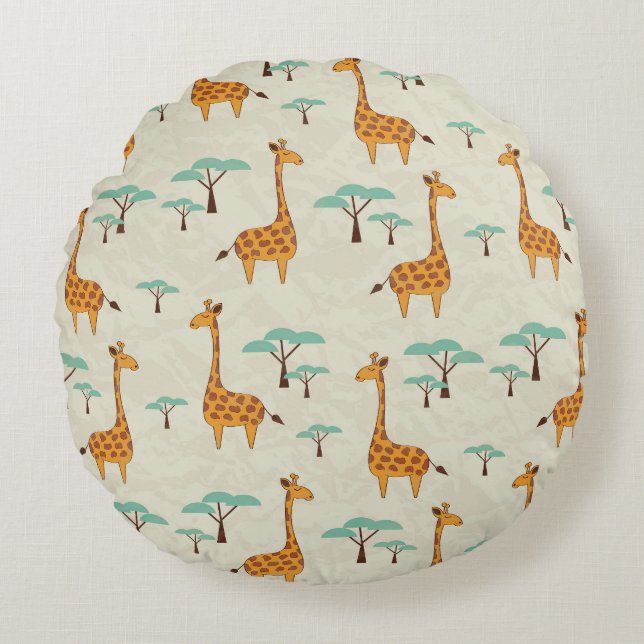 Giraffe boom  patroon. rond kussen (Voorkant)