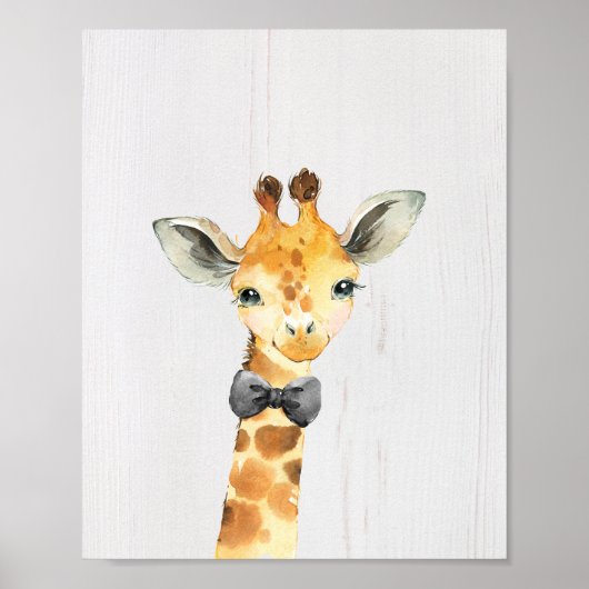 Giraffe Bowtie Safari Oerwoud Nursery Art Print (Voorkant)