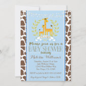 Giraffe Boy Blue Baby shower Uitnodiging (Voorkant)