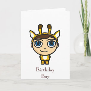 Giraffe Boy Cartoon Karakter Verjaardag Jongen Kaa Kaart