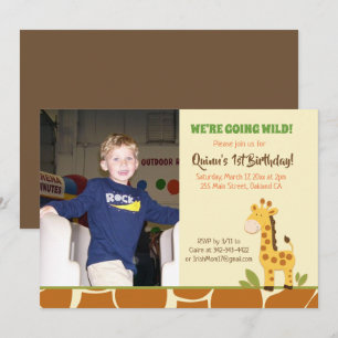 Giraffe Boy of Girl Zoo Birthday Uitnodiging