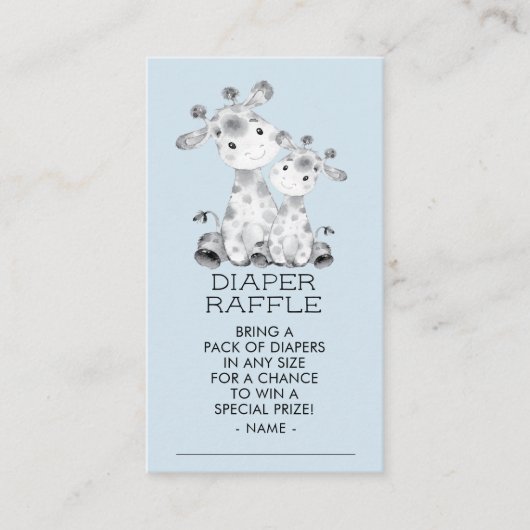 Giraffe Boys Baby shower Luier Raffle Ticket Informatiekaartje (Voorkant)