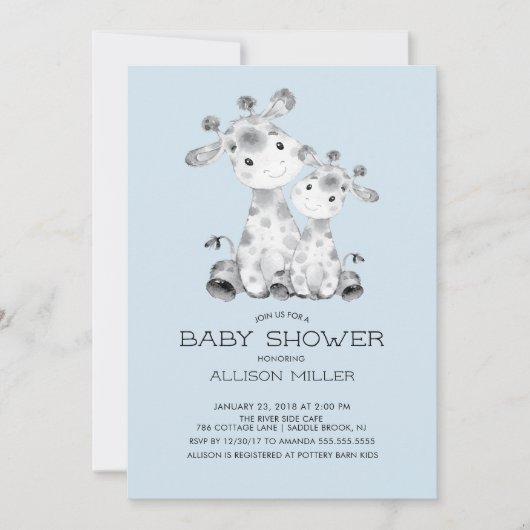 Giraffe Boys baby shower Uitnodiging (Voorkant)