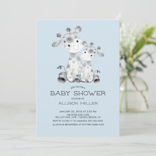 Giraffe Boys baby shower Uitnodiging (Staand voorkant)