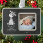 Giraffe Boys Baby's Eerste Kerstmis Foto Ornament<br><div class="desc">Schattige oerwoud safari giraffe baby Boys Eerste Kerst Ornament. Ja. Overeenkomende objecten beschikbaar in onze winkel.</div>