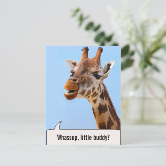 Giraffe briefkaart aangepaste tekst portret (Staand voorkant)