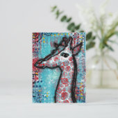 Giraffe Briefkaart - Turquoise Red (Staand voorkant)