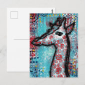 Giraffe Briefkaart - Turquoise Red (Voorkant / Achterkant)