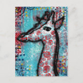 Giraffe Briefkaart - Turquoise Red (Voorkant)