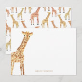 Giraffe briefpapier notitiekaartje (Voorkant / Achterkant)