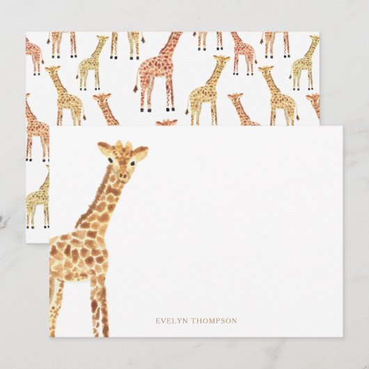 Giraffe briefpapier notitiekaartje (Voorkant / Achterkant)