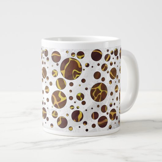Giraffe Brown and Yellow Print Grote Koffiekop (Voorkant rechts)