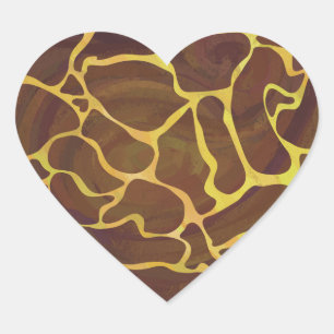 Giraffe Brown and Yellow Print Hart Sticker