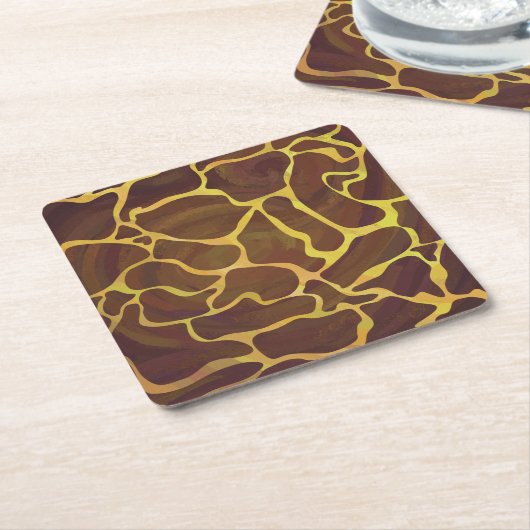 Giraffe Brown and Yellow Print Kartonnen Onderzetters (Schuin)