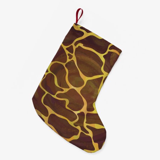 Giraffe Brown and Yellow Print Kleine Kerstsok (Voorkant (Hangend))